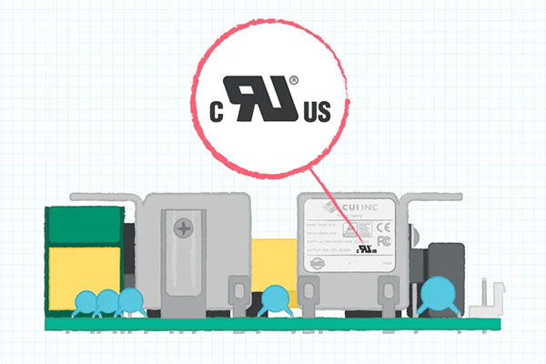 顯示 UL 認(rèn)可標(biāo)志的開(kāi)放式電源標(biāo)簽示例圖 顯示在開(kāi)放式交流-直流電源標(biāo)簽上的 UL 認(rèn)可標(biāo)志